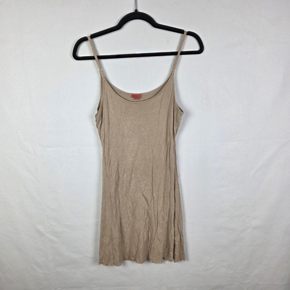 Chan Luu Tan Beige Viscose Cami Mini Dress Adjustable Straps Small RN-114700